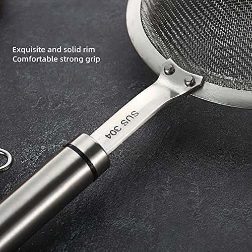 SUNWUKIN 304 Stainless Steel Fine Mesh Strainers for Kitchen, Colander-Skimmer with Handle, Sieve Sifters for Food, Tea, Rice, Oil, Noodles, Fruits, Vegetable - Image 5