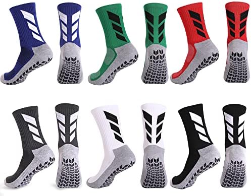 MENDENG Mens Grip Socks Soccer Non Slip Socks for Men Anti Slip Hospital Socks Grippers Non Skid Training Athletic Socks