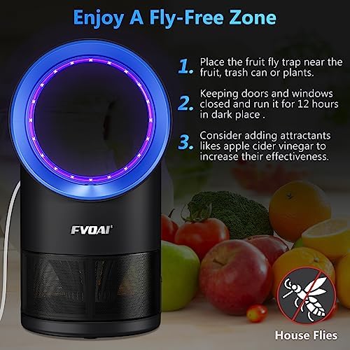 FVOAI Fly Traps Indoor for Home, Fruit Fly Trap for Indoors Bug Zapper M3 Indoor Insect Trap with Suction, Time Setting, Bug Light & 10 Pcs Sticky Glue Boards (Blue) - Image 7