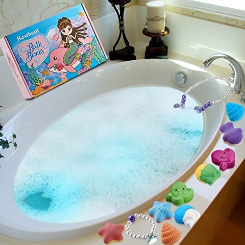 Bath Bombs for Kids -9 Pack Bath Bomb Gift Set, Kids Bath Bombs with Jewelry Necklace Bracelet,Organic Bubble Bath, Fizzy Bath Set, Mermaid Bathbombs for Girls Christmas Birthday Party Gift - Image 6