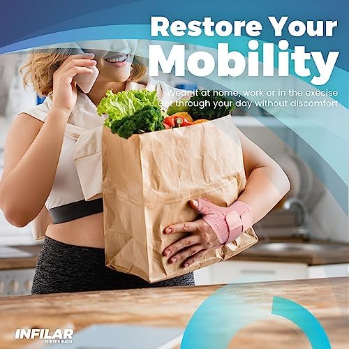 INFILAR Thumb Splint with Wrist Brace - Thumb Support Brace for Wrist Hand Thumb Stabilizer Fits Both Right Left Hand for Men and Women, Coral Rose - Image 6