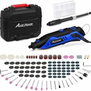 AVID POWER Rotary Tool with Flex Shaft 1.0 Amp Electric Rotary Tool, 6 Variable Speeds, 107 Pieces Rotary Tool Accessories & Carrying Case for Grinding, Cutting, Carving and Sanding - Blue