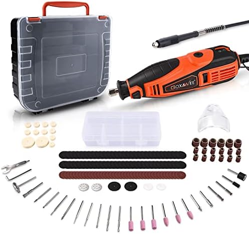GOXAWEE Rotary Tool Kit with 180 Rotary Tool Accessories & Flex Shaft & Universal Collet, 5 Variable Speed Rotary Multi-Tool, Mini Electric Drill Set for Crafting DIY Project
