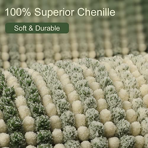 BSICPRO Bathroom Rugs, Bath Mat Rug for Bathroom Non Slip 17 x 24 Inches Water Absorbent Chenille Bathroom Floor Mats Machine Washable (Sage and Cream) - Image 2