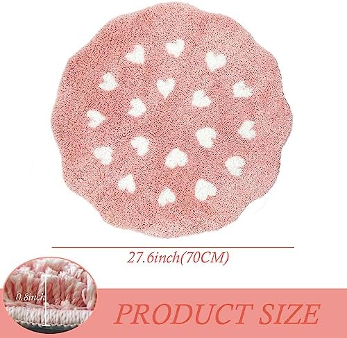 Bath Rug Mat, Cute Flower Shaped Bathroom Mat with Small Love Heart, Non Slip Water Absorbent Bathtub Mat, Machine Washable Soft Superfine Fiber Decor Mat for Bedroom Kitchen Shower 27.6 Inch (Pink) - Image 8