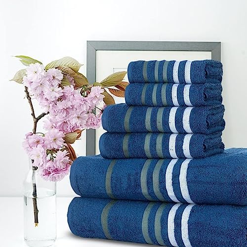 CASA COPENHAGEN Exotic Towels, Designed in Denmark 525 GSM Hotel & Spa Kitchen & Bath Set of 6 Egyptian Cotton Towels - 2 Bath Towels, 2 Hand Towels, 2 Washcloths - Navy - Image 2