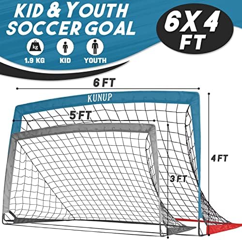Kunup Kids Soccer Goals for Backyard Set of 2 Portable Soccer Nets for Backyard Folding Soccer Goals Practice Nets with Carrying Bag for Outdoor Indoor - Image 5