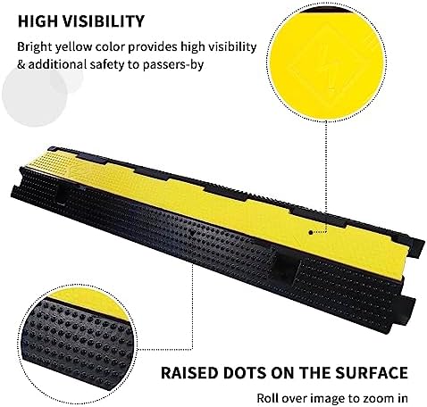 YELACK Cable Ramp Cable Protector Ramps Wire Hose Protective 1 Channel Traffic Rubber Plastic Cord Cover Speed Bump for Asphalt Concrete Gravel Driveway Outdoor, 2 Packs - Image 4