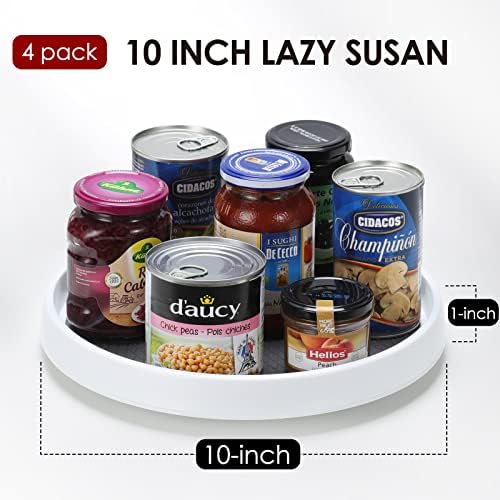 Set of 4, 10 Inch Non-Skid Lazy Susan Organizers - Turntable Rack for Cabinet, Pantry Organization and Storage, Kitchen, Fridge, Bathroom Makeup Vanity Countertop, Under Sink Organizing, Spice Rack - Image 3