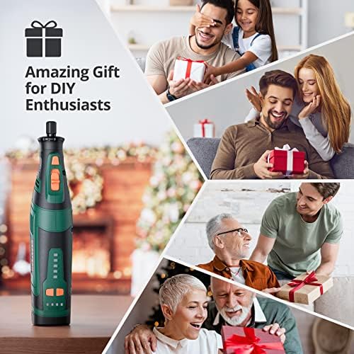 DEPSTECH Cordless Rotary Tool Kit, 8V 2.0Ah Rechargeable Battery, 30000RPM 5-Speed Multi Power Carving Tools, 127Pcs Accessories, Shield Attachment, Cutting/Drilling Guide for Handmade/DIY Creations - Image 9