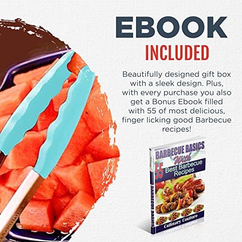 Silicone Kitchen Tongs for Cooking with Silicone Tips, Heat Resistant Tongs for Serving Food, 7-Inch, 9-Inch, 12-Inch Locking Silicone Tongs, Set of 3 Salad Tongs, Aqua Sky Kitchen Utensils - Image 6