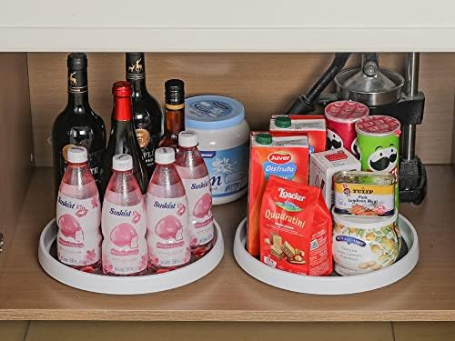 Set of 4, 10 Inch Non-Skid Lazy Susan Organizers - Turntable Rack for Cabinet, Pantry Organization and Storage, Kitchen, Fridge, Bathroom Makeup Vanity Countertop, Under Sink Organizing, Spice Rack - Image 7