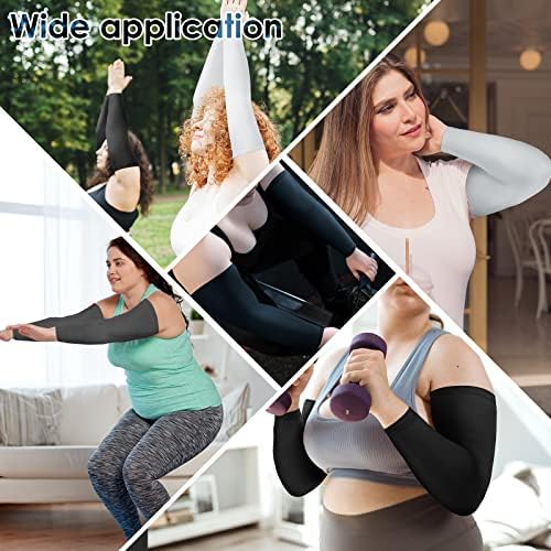 4 Pairs Plus Size Arm Sleeves UV Sun Protection Cooling Ice Silk Oversized Compression Sleeve Cover for Women - Image 6