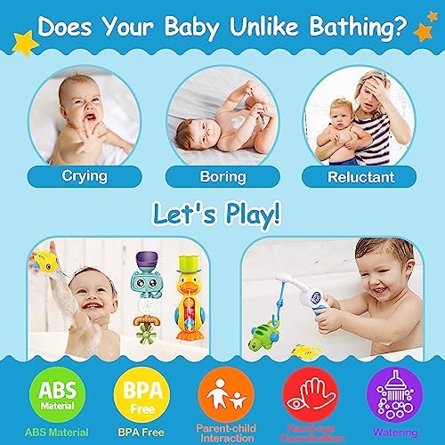 Bath Toys for Toddlers 1-3 3-5,Baby Bath Toys Cute Duck Cat Waterfall with Rotate Waterwheel Shower Toys,Fishing Game,Floating Bathtub Toys Swimming Fish Toy,Baby Water Toys Pool Toys for Toddlers 1-3 - Image 5
