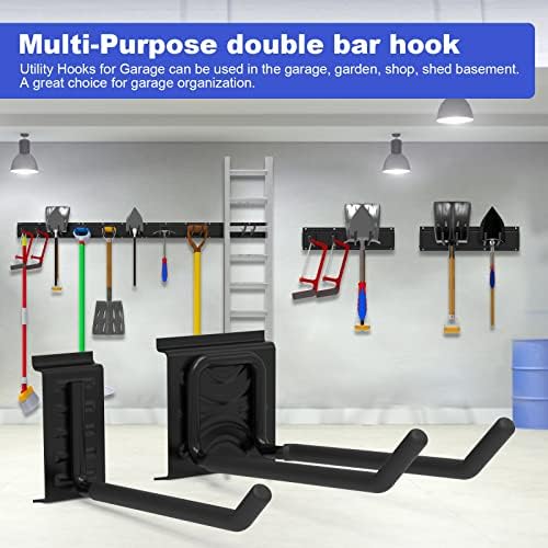 Mutilife Tool Storage Rack, 64INCH 4 packs Rails &10 packs Adjustable Hooks garden tool organizer for Garage Tool Organizer Wall Mount, Aluminum Steel For Garden (64 inches 4 Rail) Gifts for men - Image 3
