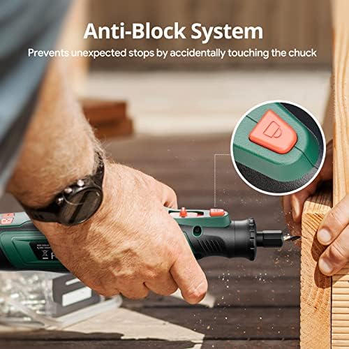 DEPSTECH Cordless Rotary Tool Kit, 8V 2.0Ah Rechargeable Battery, 30000RPM 5-Speed Multi Power Carving Tools, 127Pcs Accessories, Shield Attachment, Cutting/Drilling Guide for Handmade/DIY Creations - Image 6