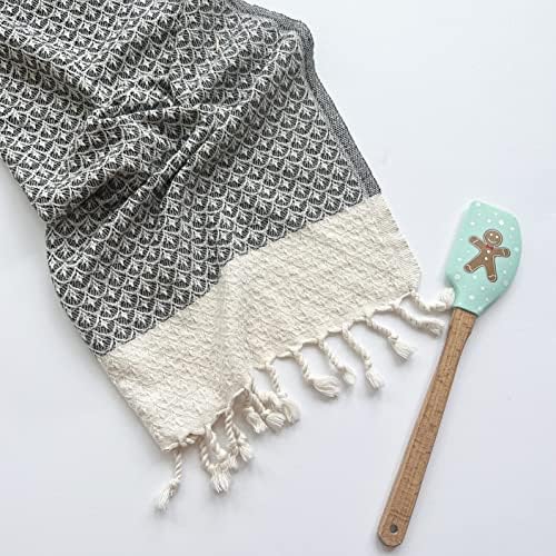 MyAprils Turkish Hand Towels for Kitchen Bath Set of 2, Decorative Hand Towel Farmhouse Rustic, Black Hand Towels for Kitchen Tea Dishcloth 100% Cotton Bathroom Towel Hand Face Head - Black Shells - Image 2