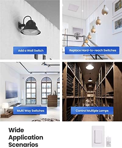 Zoiinet Wireless Lights Switch Kit, No Wiring, Buckle Design & Removable, Muti Way Switch, No WiFi Needed, Programmable, 1300ft Remote Control Lighting Fixture for Led, Ceiling Lights and Lamps - Image 5