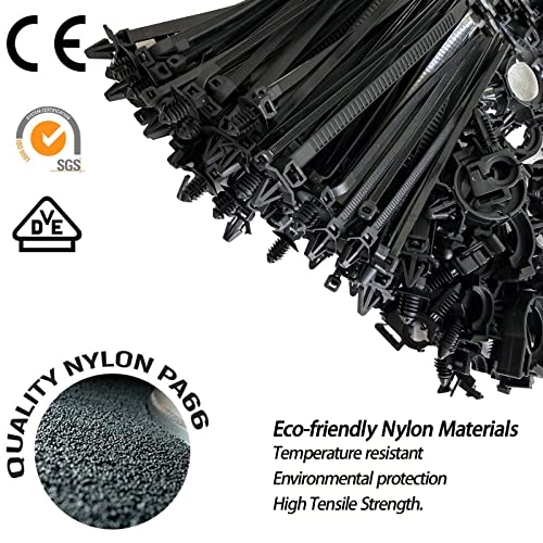 180pcs Push Mount Cable Zip Tie with Car Wire Loom Routing Clips,Fastening Cable Clips for Organizing Cables and Cords,Car Clips Contains 7 Sizes Universal Compatible with GM Ford Trucks Cars UTV - Image 6