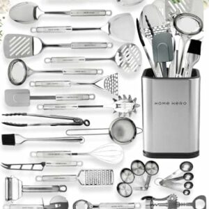 Home Hero Kitchen Utensils Set - Stainless Steel Cooking Utensils Set with Spatula - Kitchen Gadgets & Kitchen Tool Gift 54-pcs Set