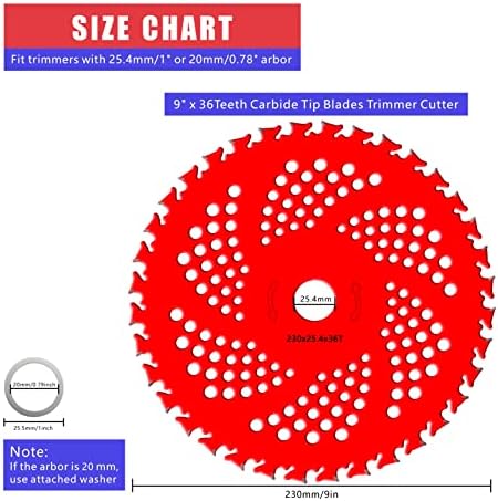 NeJesZoe 9" x 36Teeth Carbide Tip Blades Trimmer Cutter Brush Weed Eater Blade Compatible for Husqvarna, Stihl String Trimmer, Lawnmower (2 Blades&2 Pack Different Blade Adapter Kits) - Image 3