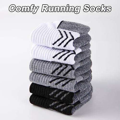 eallco Men’s Ankle Socks Running Athletic Low Cut Sock Cushioned Breathable Anti-Blister Tab Sports Socks For Men 6 Pairs - Image 4