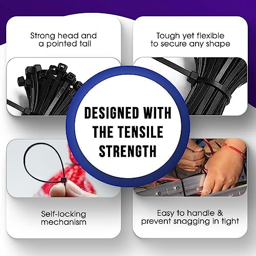 JiGO Cable Zip Ties 18 inch Cable Ties 100 Pcs For Cable Management Premium Nylon Large Zip-tie Cord Management Indoor Home Office Garden Workshop Wire Ties Outdoor Self-Locking Heavy Duty (Black 18") - Image 5