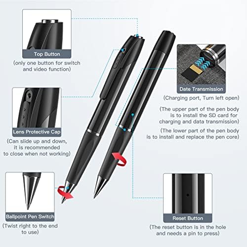 1080P Spy Hidden Camera Pen No WiFi Indoor Home Security Camera Outdoor Mini Body Video Camera Small Compact Secret Camera Monitor Nanny Camera - Image 3