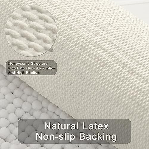 QJHOMO White Bathroom Rugs Chenille Bath Mats for Bathroom Non Slip Floor Mat, Thick Soft Shaggy Bath Rug, Super Absorbent Bathmat Quick Dry, Machine Washable Microfiber Rugs for Shower, 16 x 24 Inch - Image 4