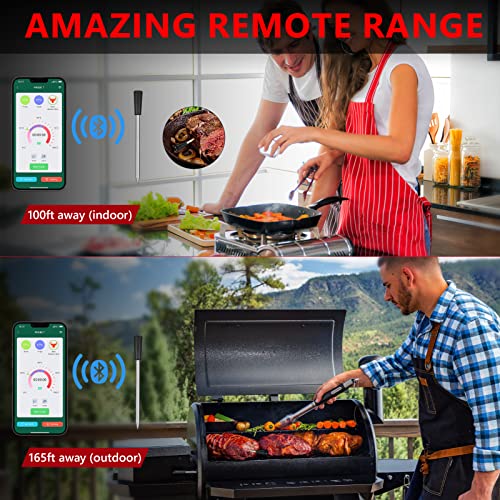 AIRMSEN Wireless Meat Thermometer, Smart Bluetooth Meat Thermometer with 165ft Wireless Range Fast Precise, IPX7 Waterproof Food Thermometer for Cooking, BBQ, Kitchen, Smoker, Grill, Rotisserie - Image 7