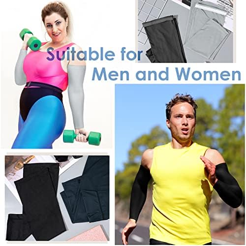 4 Pairs Plus Size Arm Sleeves UV Sun Protection Cooling Ice Silk Oversized Compression Sleeve Cover for Women - Image 4