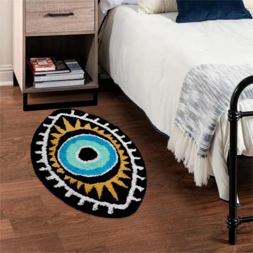 LIVEBOX Evil Eye Bathroom Rug, 20''x32'' Soft Absorbent Bath Mat Washable Microfiber Bath Rugs for Shower, Non-Slip Black Kitchen Rug Thick Shaggy Bathroom Mat for Tub - Image 8
