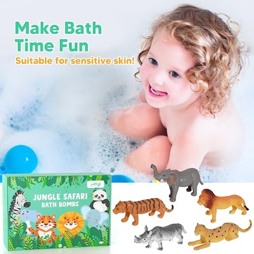 Bath Bombs for Kids with Surprise Inside, 12 Pack Kids Bath Bombs with Jungle Animal Toys for Boys Girls, Safe Handmade Fizzy Balls Dino Egg Bubble Bath Bomb Gift Set for Kids Christmas Easter - Image 5
