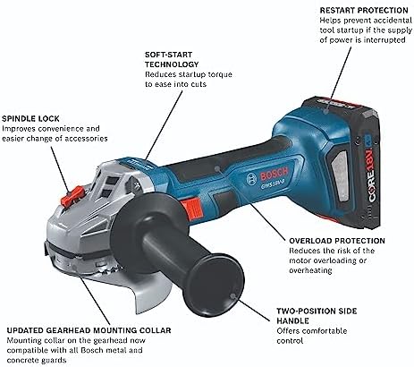 BOSCH GXL18V-901B25 18V 9-Tool Combo Kit 2-In-1 Bit/Socket Impact Driver, Hammer Drill/Driver, Recip Saw, Circ Saw, Oscillating Tool, Angle Grinder, Vacuum, Worklight, (2) CORE18V 4 Ah Batteries - Image 11