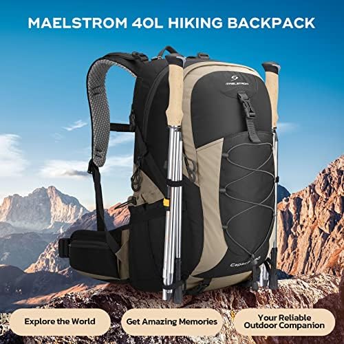 Maelstrom Hiking Backpack,Camping Backpack,40L Waterproof Hiking Daypack with Rain Cover,Lightweight Travel Backpack,Khaki - Image 7