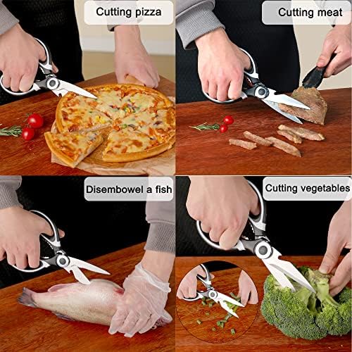 OMDAR 3 Pack Kitchen Scissors - Lifetime Replacement Warranty- Heavy Duty Stainless Steel Cooking Shears for Cutting Meat, Food, Fish, Poultry Multipurpose Sharp Sissors - Image 5
