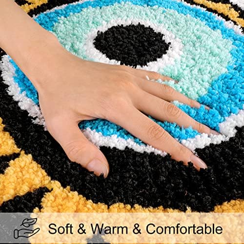LIVEBOX Evil Eye Bathroom Rug, 20''x32'' Soft Absorbent Bath Mat Washable Microfiber Bath Rugs for Shower, Non-Slip Black Kitchen Rug Thick Shaggy Bathroom Mat for Tub - Image 2
