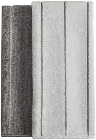 Microfiber Kitchen Towels - Super Absorbent, Soft and Solid Color Dish Towels, 8 Pack (Stripe Designed Grey and White Colors), 26 x 18 Inch - Image 2