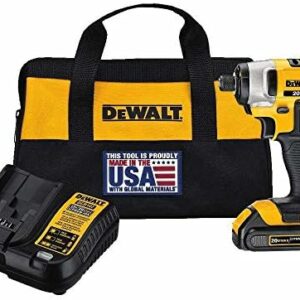DEWALT 20V MAX Impact Driver Kit, 1/4-Inch, Battery and Charger Included (DCF885C1)