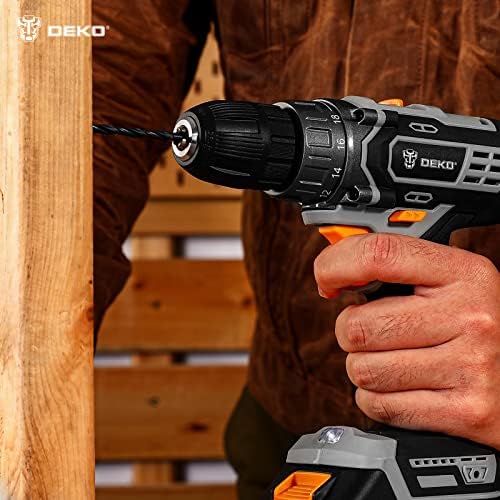 Cordless Drill, DEKOPRO 20V Drill Driver, 18+1 Torque Setting, 0-1350RPM Variable Speed, 13pcs Bits Accessories with case, Drilling Wall Brick Wood Metal - Image 5