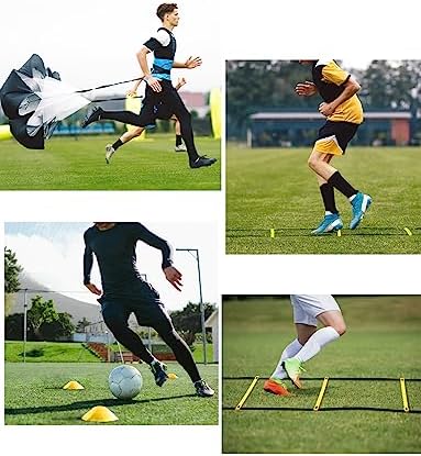 GHB Agility Ladder Speed Training Ladder Workout Ladder with 6 or 10 Cones 12 Rung 20ft with Resistance Parachute - Image 5