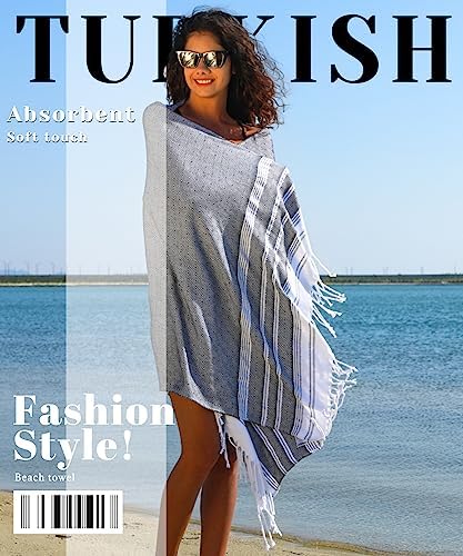 2 Packs Cotton Oversized Turkish Beach Towels 74"x38" Soft Absorbent Quick Dry Sand Free Thin Towel Bath Pool Swim Extra Large Adult Travel Essentials Cruise Accessories Blanket Clearance Necessities - Image 4