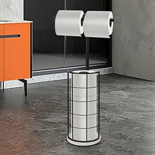 NearMoon Toilet Paper Holder Stand, Bath with 3 Rolls Tissue Storage-Metal Tissue Roll Holder Freestanding with Marble Base, Rustproof Toilet Roll Holder for Bathroom/Kitchen Countertop, Matte Black - Image 5