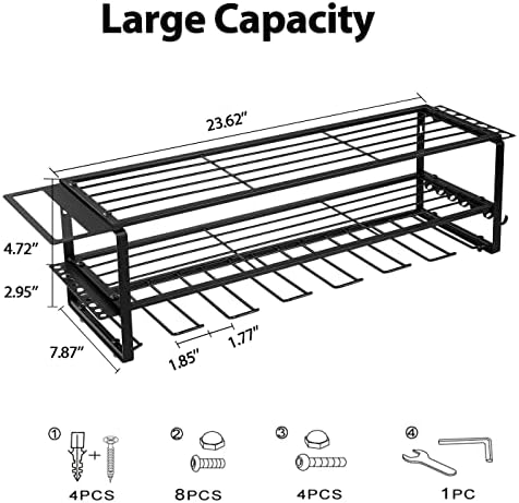FOTEEMO Power Tool Organizer For Tool Storage, Heavy Duty Garage Wall Tool Storage Organizer 7 Drills Holders Organizers And Storage Household Wall Mount Utility Organizer Rack For Men (Black) - Image 2
