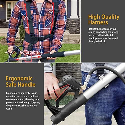 jOYjOB 24ft Pressure Washer Extension Wand with Brush Nozzle Tips Belt Harness and Gutter Cleaner, Commercial Grade Telescoping Power Washer Wand - Image 6