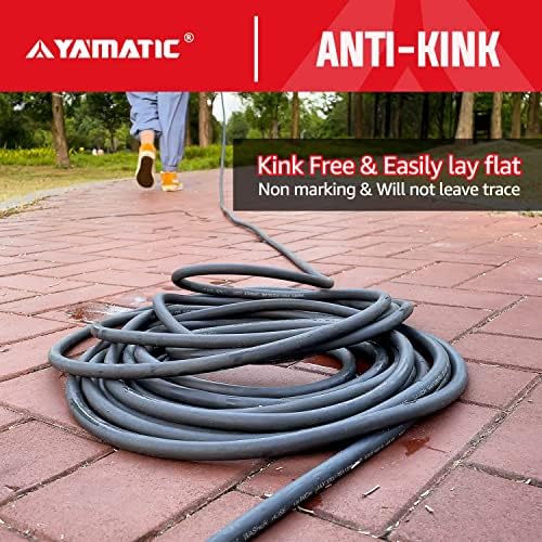 YAMATIC Super Flexible Pressure Washer Hose 50FT X 1/4", Kink Resistant Real 3200 PSI Heavy Duty Power Washer Extension Replacement Hose With M22-14mm x 3/8" Quick Connect Kit For Gas & Electric, Grey - Image 4
