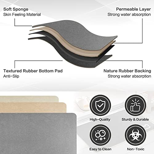 WESIDUNMU Simple-Thin Diatomaceous Bath Mat Bathtub mat，Soft & Comfort Touch Fast Drying& Non-Slip Shower Mat High Water Absorbency Bathroom Floor Mat, Machine Washable, Size 15.7" x 23.6"，Grey - Image 4