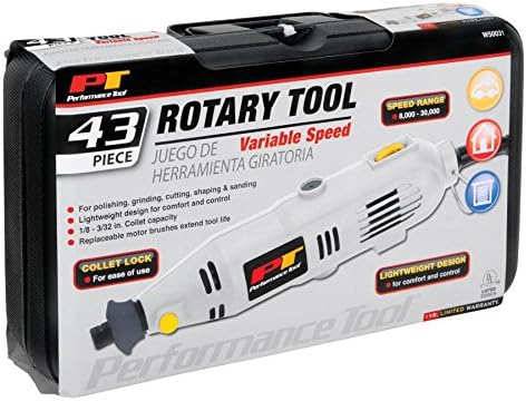 Performance Tool W50031 43pc Advanced Multi-functional Rotary Tool Kit with Variable Speed & Collet Lock for Around-the-House and Crafting Projects With Case - Image 4