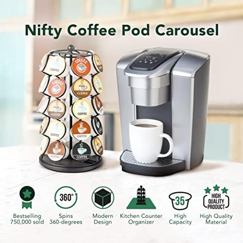 Nifty K Cup Holder – Compatible with K-Cups, Coffee Pod Carousel | 35 K Cup Holder, Spins 360-Degrees, Lazy Susan Platform, Modern Black Design, Home or Office Kitchen Counter Organizer - Image 3