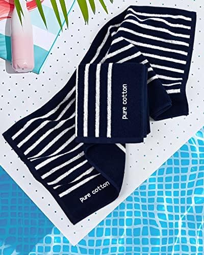 Cleanbear Stylish Navy-Blue and White Striped Hand Towels - Set of 6, Highly Absorbent, Durable, Ideal for Bathrooms, Kitchen, and Gifts - Image 2